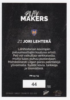 2022-23 Cardset Finland - Playmakers Red #PM 13 Jori Lehterä Back