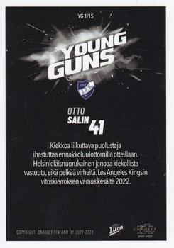 2022-23 Cardset Finland - Young Guns #YG 1 Otto Salin Back