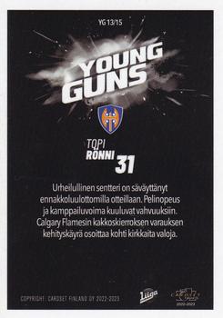 2022-23 Cardset Finland - Young Guns #YG 13 Topi Rönni Back