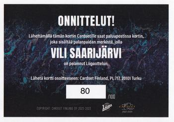 2022-23 Cardset Finland - Patch Series 2 Redemption #PATCH3 Vili Saarijärvi Back