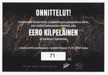 2022-23 Cardset Finland - Patch Series 2 Redemption #PATCH5 Eero Kilpeläinen Back