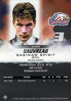 2022-23 Extreme Saginaw Spirit (OHL) #1 Cam Gauvreau Back