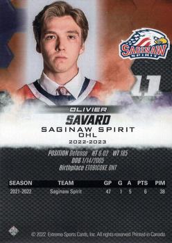 2022-23 Extreme Saginaw Spirit (OHL) #5 Olivier Savard Back
