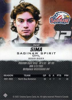2022-23 Extreme Saginaw Spirit (OHL) #25 Nic Sima Back