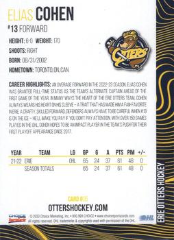 2022-23 Choice Erie Otters (OHL) #5 Elias Cohen Back