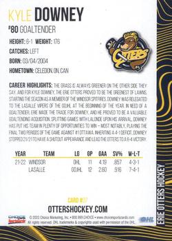 2022-23 Choice Erie Otters (OHL) #7 Kyle Downey Back