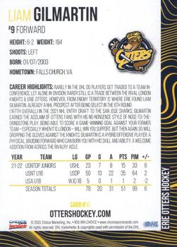 2022-23 Choice Erie Otters (OHL) #10 Liam Gilmartin Back