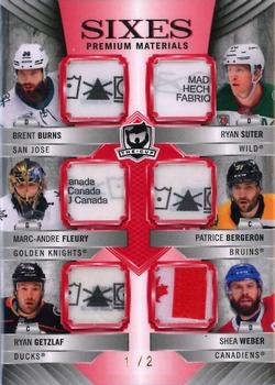 2020-21 Upper Deck The Cup - Cup Sixes Red Tag #C6-03 Brent Burns / Ryan Suter / Marc-Andre Fleury / Patrice Bergeron / Ryan Getzlaf / Shea Weber Front