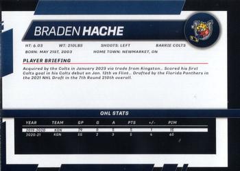 2022-23 Barrie Colts (OHL) #NNO Braden Hache Back