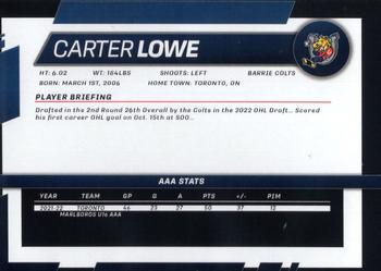 2022-23 Barrie Colts (OHL) #NNO Carter Lowe Back