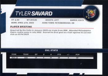 2022-23 Barrie Colts (OHL) #NNO Tyler Savard Back