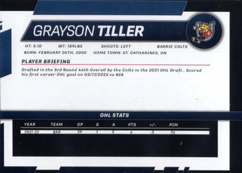 2022-23 Barrie Colts (OHL) #NNO Grayson Tiller Back