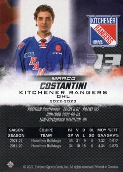 2022-23 Extreme Kitchener Rangers (OHL) #NNO Marco Costantini Back