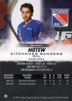 2022-23 Extreme Kitchener Rangers (OHL) #NNO Simon Motew Back