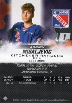 2022-23 Extreme Kitchener Rangers (OHL) #NNO Adrian Misaljevic Back