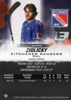 2022-23 Extreme Kitchener Rangers (OHL) #NNO Adam Zidlicky Back