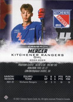2022-23 Extreme Kitchener Rangers (OHL) #NNO Cameron Mercer Back
