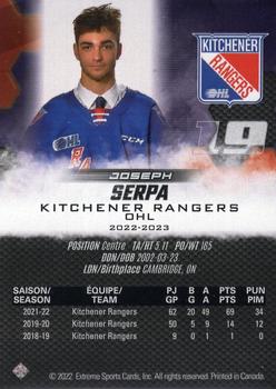 2022-23 Extreme Kitchener Rangers (OHL) #NNO Joseph Serpa Back
