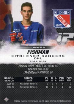 2022-23 Extreme Kitchener Rangers (OHL) #NNO Jesse Fishman Back