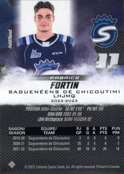 2022-23 Extreme Chicoutimi Sagueneens (QMJHL) #NNO Fabrice Fortin Back