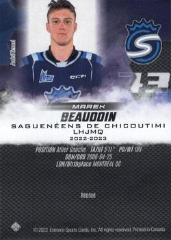 2022-23 Extreme Chicoutimi Sagueneens (QMJHL) #NNO Marek Beaudoin Back