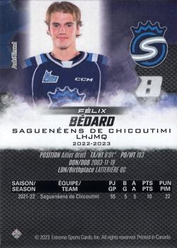 2022-23 Extreme Chicoutimi Sagueneens (QMJHL) #NNO Felix Bedard Back