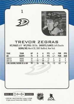 2022-23 O-Pee-Chee - Blue Border #1 Trevor Zegras Back