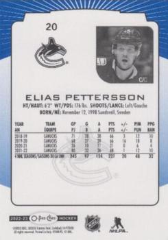 2022-23 O-Pee-Chee - Blue Border #20 Elias Pettersson Back
