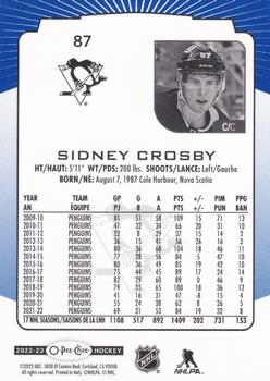 2022-23 O-Pee-Chee - Blue Border #87 Sidney Crosby Back