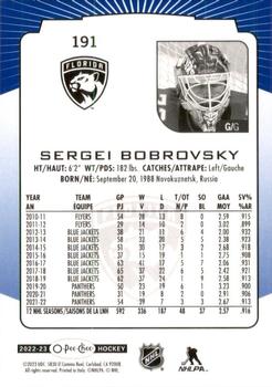 2022-23 O-Pee-Chee - Blue Border #191 Sergei Bobrovsky Back