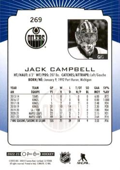 2022-23 O-Pee-Chee - Blue Border #269 Jack Campbell Back