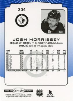 2022-23 O-Pee-Chee - Blue Border #304 Josh Morrissey Back