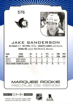 2022-23 O-Pee-Chee - Blue Border #576 Jake Sanderson Back