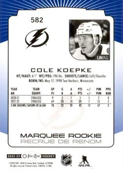 2022-23 O-Pee-Chee - Blue Border #582 Cole Koepke Back