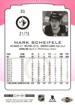 2022-23 O-Pee-Chee - Neon Pink Border #31 Mark Scheifele Back