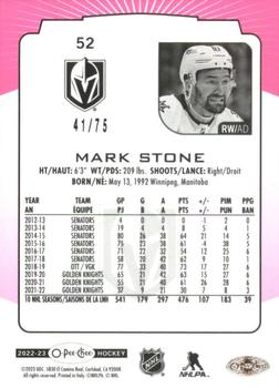 2022-23 O-Pee-Chee - Neon Pink Border #52 Mark Stone Back