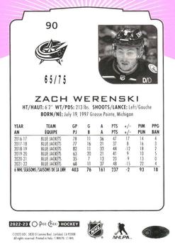 2022-23 O-Pee-Chee - Neon Pink Border #90 Zach Werenski Back