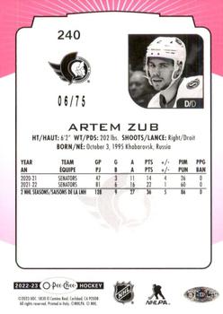 2022-23 O-Pee-Chee - Neon Pink Border #240 Artem Zub Back