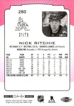 2022-23 O-Pee-Chee - Neon Pink Border #280 Nick Ritchie Back