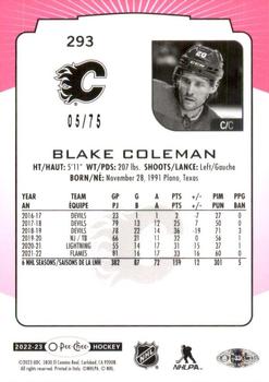 2022-23 O-Pee-Chee - Neon Pink Border #293 Blake Coleman Back