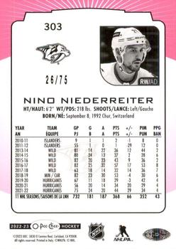 2022-23 O-Pee-Chee - Neon Pink Border #303 Nino Niederreiter Back