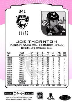 2022-23 O-Pee-Chee - Neon Pink Border #341 Joe Thornton Back