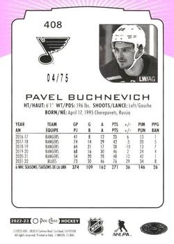 2022-23 O-Pee-Chee - Neon Pink Border #408 Pavel Buchnevich Back