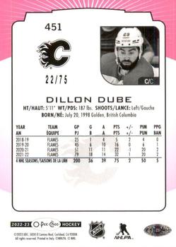 2022-23 O-Pee-Chee - Neon Pink Border #451 Dillon Dube Back