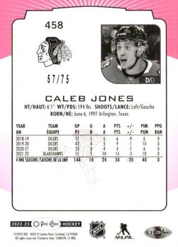 2022-23 O-Pee-Chee - Neon Pink Border #458 Caleb Jones Back