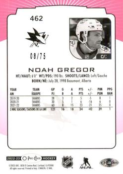 2022-23 O-Pee-Chee - Neon Pink Border #462 Noah Gregor Back