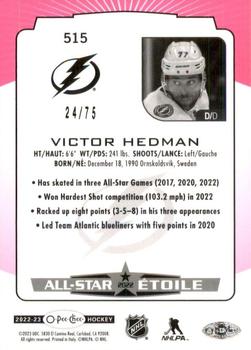2022-23 O-Pee-Chee - Neon Pink Border #515 Victor Hedman Back