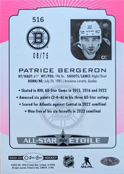 2022-23 O-Pee-Chee - Neon Pink Border #516 Patrice Bergeron Back