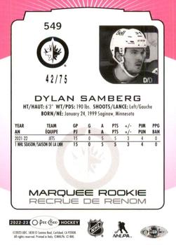 2022-23 O-Pee-Chee - Neon Pink Border #549 Dylan Samberg Back