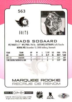 2022-23 O-Pee-Chee - Neon Pink Border #563 Mads Sogaard Back